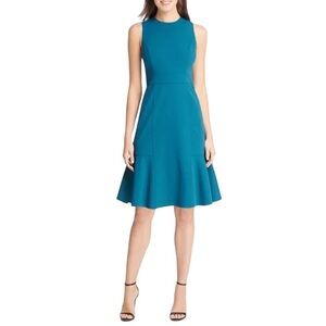 NWT Eliza J 14 Flounce Hem Scuba Sheath Dress Teal Professional Lawyer Office